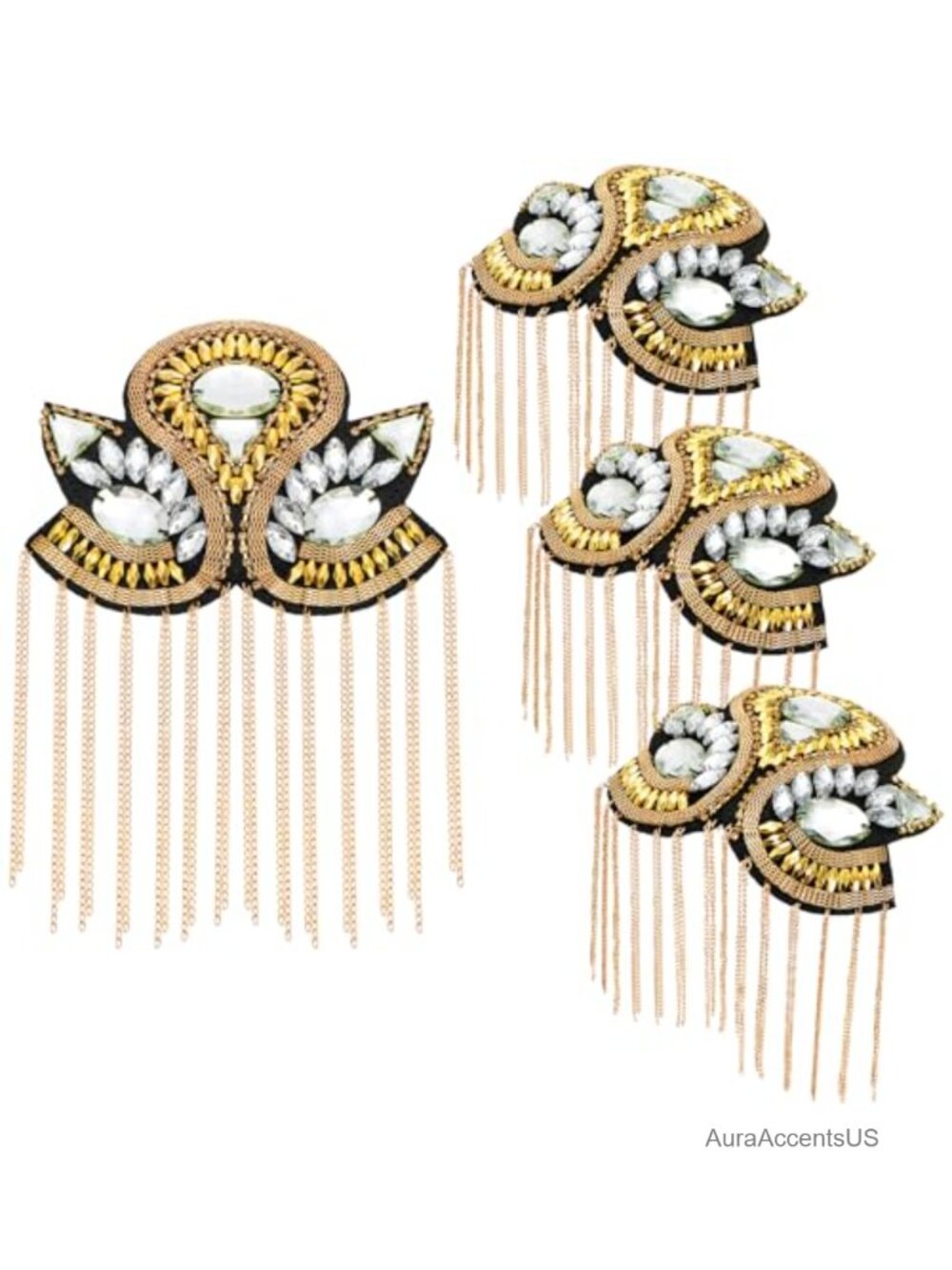4 Pack Tassel Shoulder Epaulette Pin Badge Uniform Costume Decor